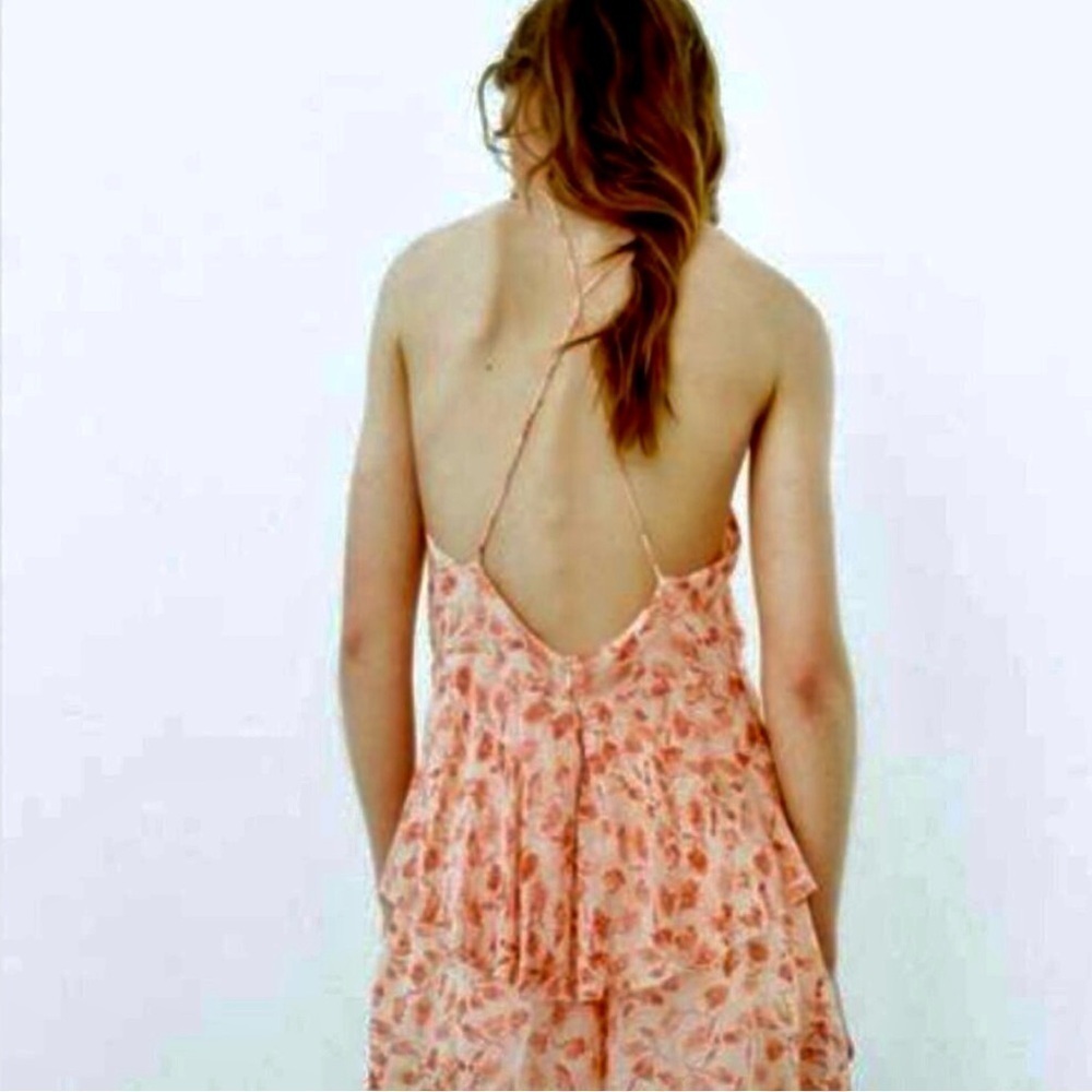 NWT Zara “The Piper” Dress Sexy Floral Pink Spaghetti Strap Dress Size Medium - Picture 3 of 10